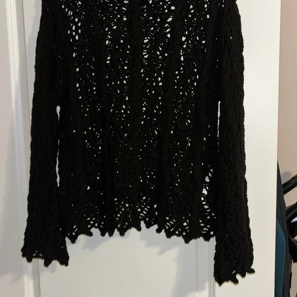 Zara Black Crochet knit Sweater Top